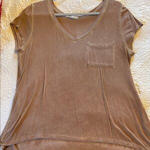 Jane and Delancey Tan V-Neck Short Sleeve Top